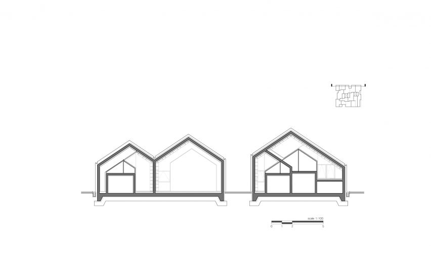 Section I-I of Hannae Forest of Wisdom by Unsangdong Architects Coorperation