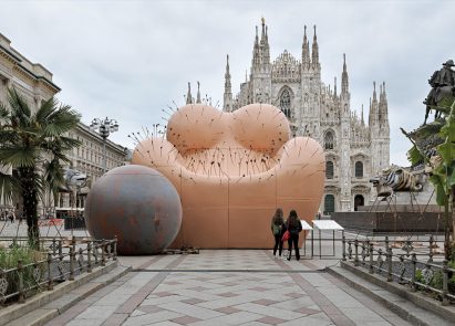Maestà Soffrente installation featuring Up chair at Milan design week