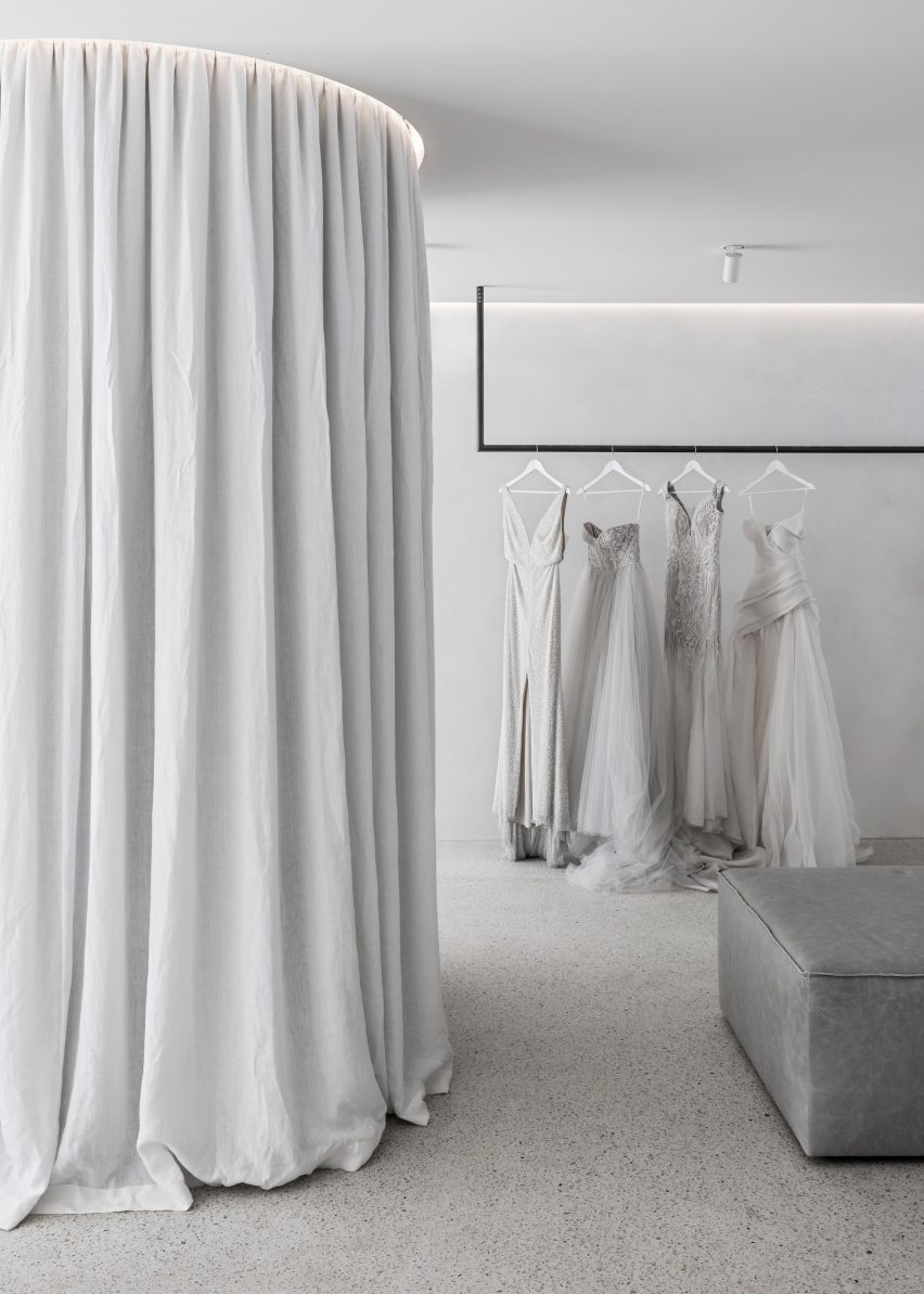 Interiors of Mariana Hardwick bridal boutique, designed by Adam Kane Architects