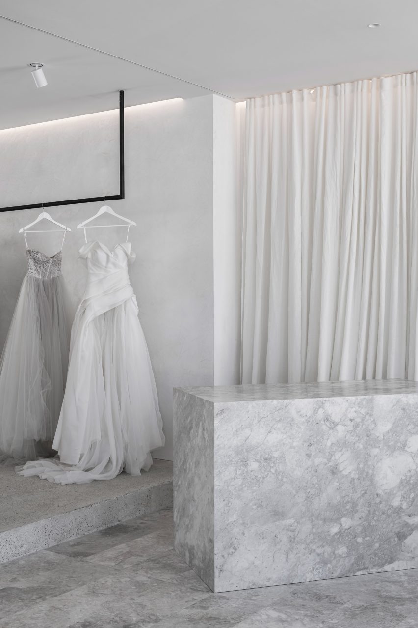 Interiors of Mariana Hardwick bridal boutique, designed by Adam Kane Architects