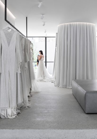 Interiors of Mariana Hardwick bridal boutique, designed by Adam Kane Architects