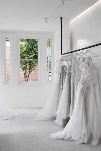 Interiors of Mariana Hardwick bridal boutique, designed by Adam Kane Architects