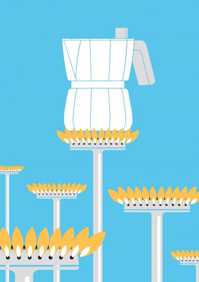 Moka coffee maker by David Chipperfield for Alessi graphic design