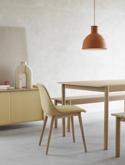 Linear Wood table and bench by Thomas Bentzen for Muuto