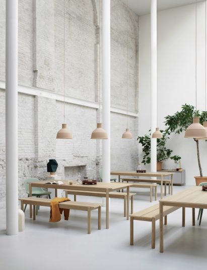 Linear Wood table and bench by Thomas Bentzen for Muuto