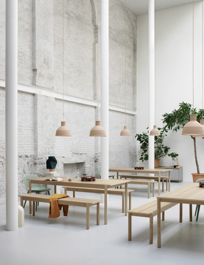 Linear Wood table and bench by Thomas Bentzen for Muuto