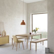 Linear Wood table and bench by Thomas Bentzen for Muuto