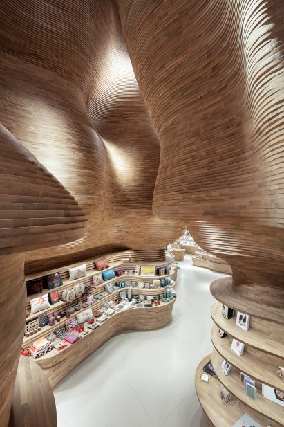 Cave-like interiors of National Museum of Qatar gift shop by Koichi Takada Architects