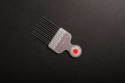 These afro combs were designed by Stockholm-based designer Simon Skinner