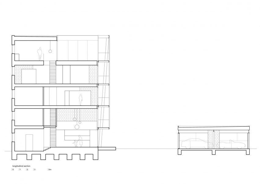 Longitudinal section of 3-Generation House by BETA