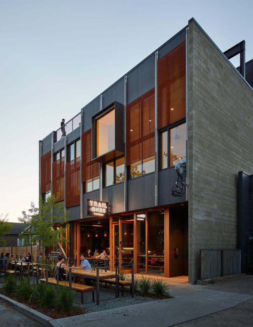 Trailbend Taproom restaurant and beerhall in Seattle Washington by Graham Baba Architects