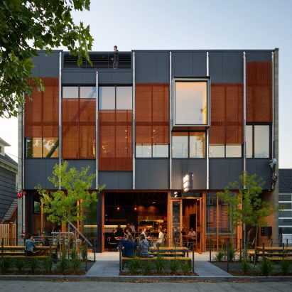 Trailbend Taproom restaurant and beerhall in Seattle Washington by Graham Baba Architects