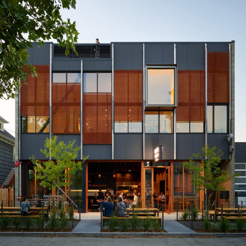 Trailbend Taproom restaurant and beerhall in Seattle Washington by Graham Baba Architects