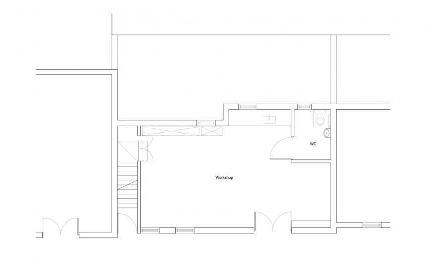 Ground floor plan of 6 Broadway Market Mews by Delvendahl Martin Architects