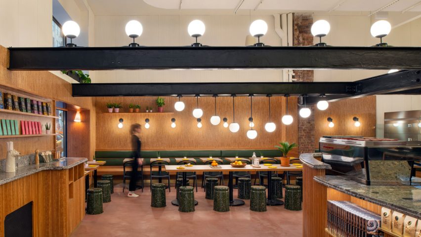Pink concrete, cherry wood and cork feature in Manhattan’s Bourke Street Bakery