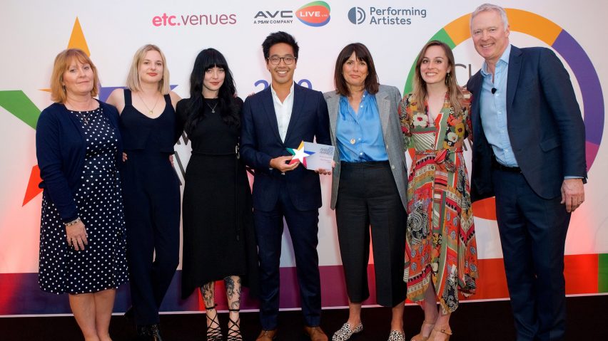 Dezeen Awards team "made their mark" with the first ever winners' ceremony, taking home the title of Best New Awards Event at the Awards Awards 2019