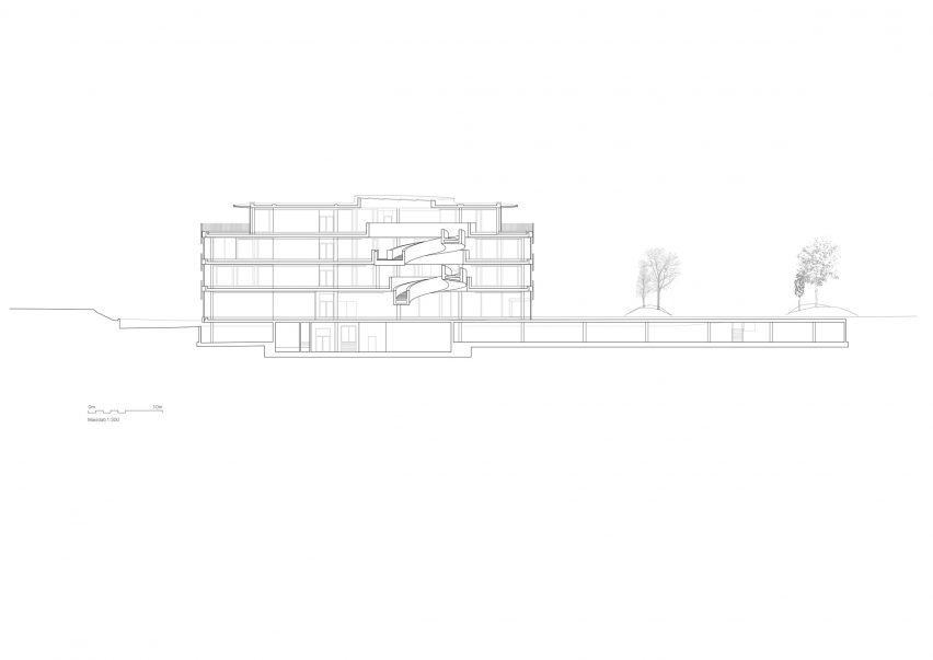 Section of Hapimag headquarters in Steinhausen, Switzerland by Hildebrand