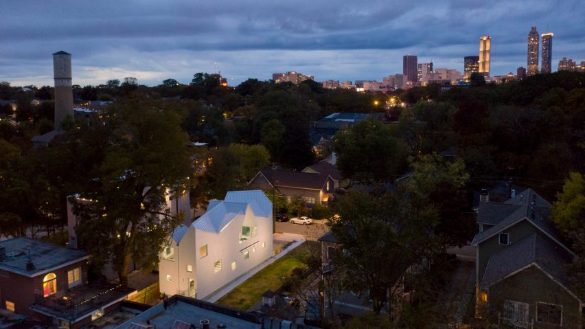 Jagged roof tops Jennifer Bonner’s Haus Gables in Atlanta