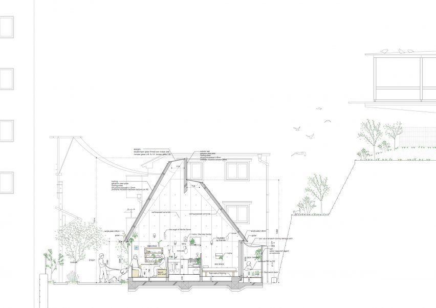 Section of Love2 House by Takeshi Hosaka in Tokyo Japan