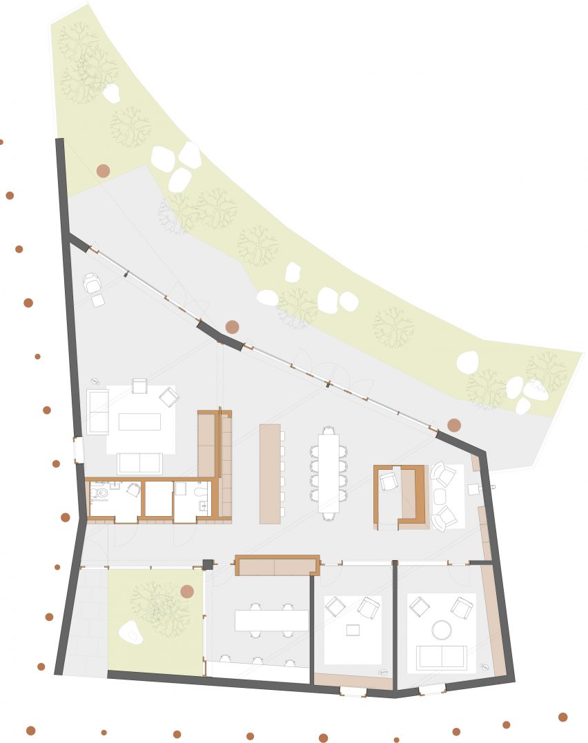 Ground floor plan of Maggie's Centre Cardiff by Dow Jones Architects