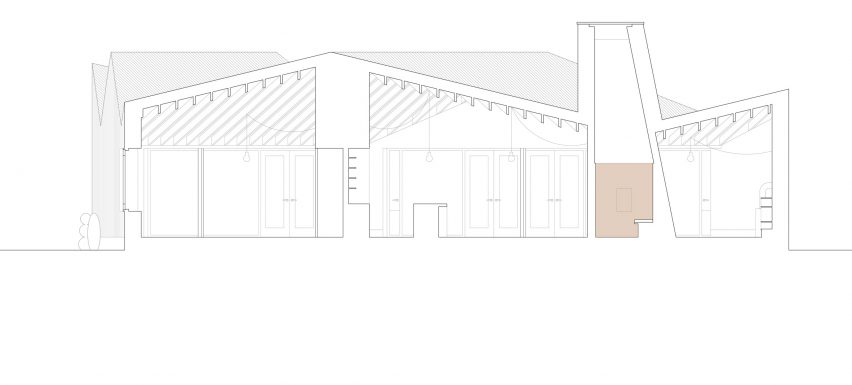 Long section B-B of Maggie's Centre Cardiff by Dow Jones Architects