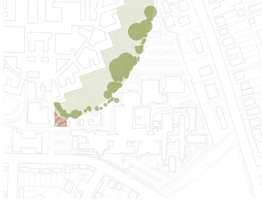 Site plan of Maggie's Centre Cardiff by Dow Jones Architects