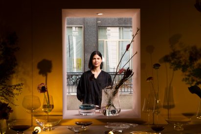 Nude glassware collections by Space Copenhagen, Sebastian Herkner and Defne Kinstallation launched in installation by Sarah Izod