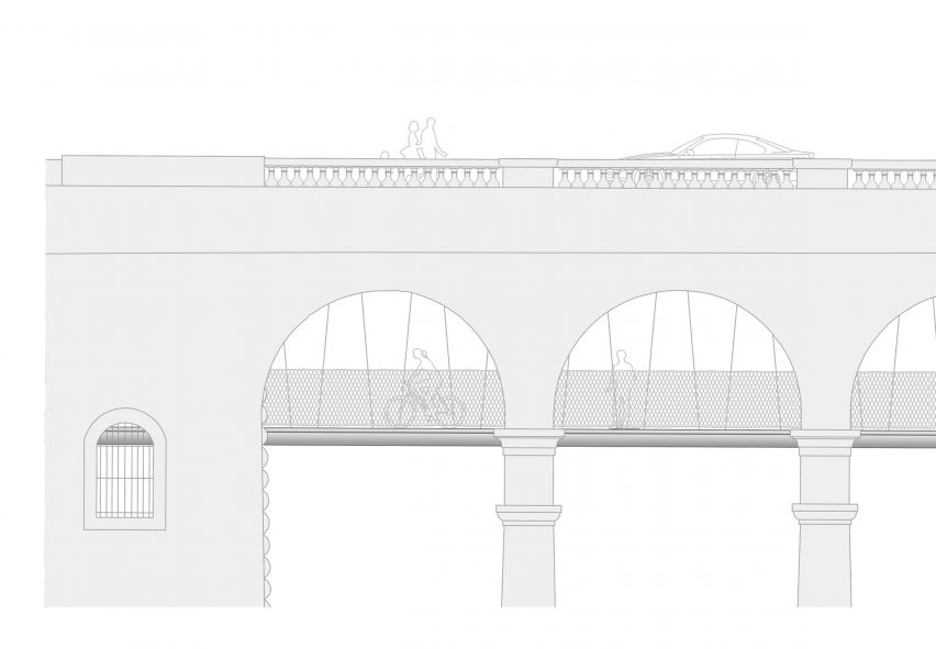 Elevation of Passerelle Pont Adolphe by CBA Architects