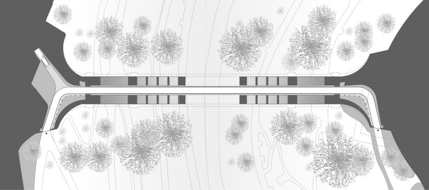 Site plan of Passerelle Pont Adolphe by CBA Architects