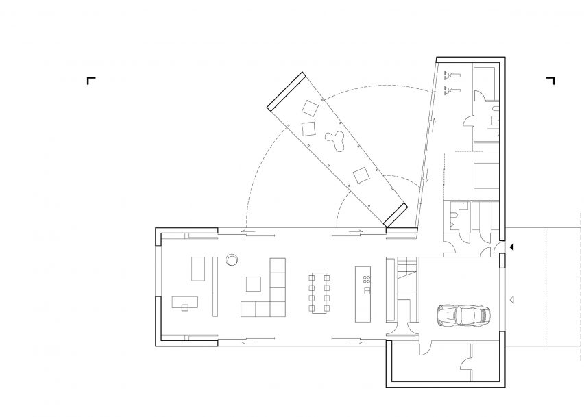 Moving terrace connects with living spaces at Robert Konieczny's Quadrant House