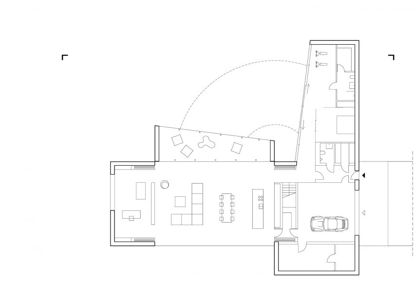 Moving terrace connects with living spaces at Robert Konieczny's Quadrant House