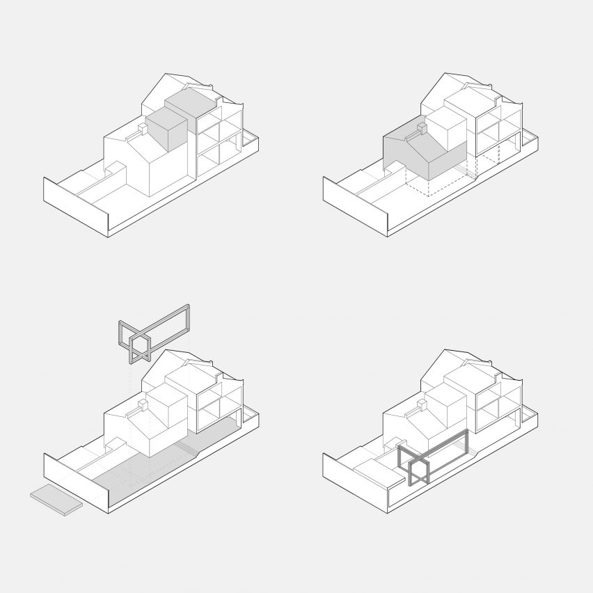 Concept diagram and sequence of Repoussoir by Con Form Architects