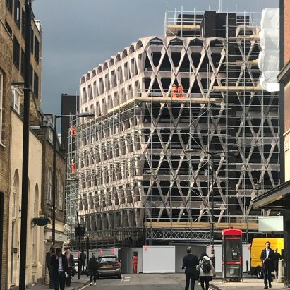 London's brutalist Welbeck Street car park with its distinctive precast concrete facade is being demolished ahead of the site becoming a hotel
