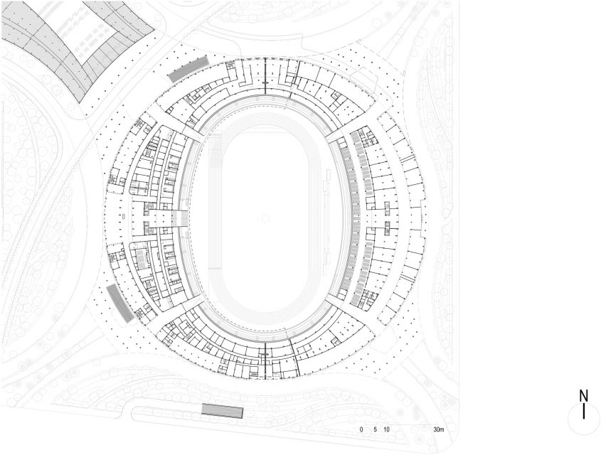 Ground floor plan of Wuyuanhe Stadium by GMP
