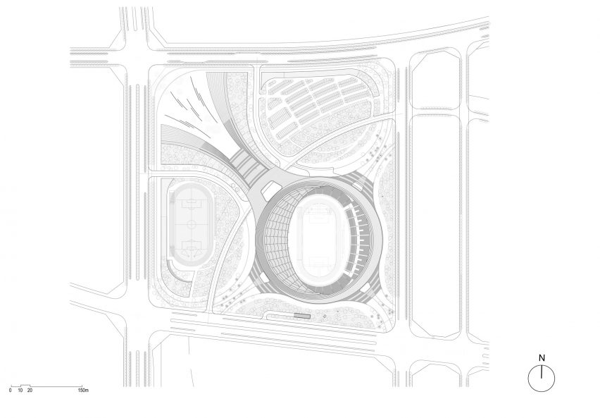 Site plan of Wuyuanhe Stadium by GMP