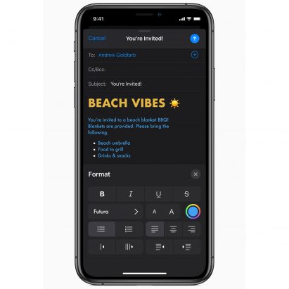 Apple iPhone iOS 13 including dark mode