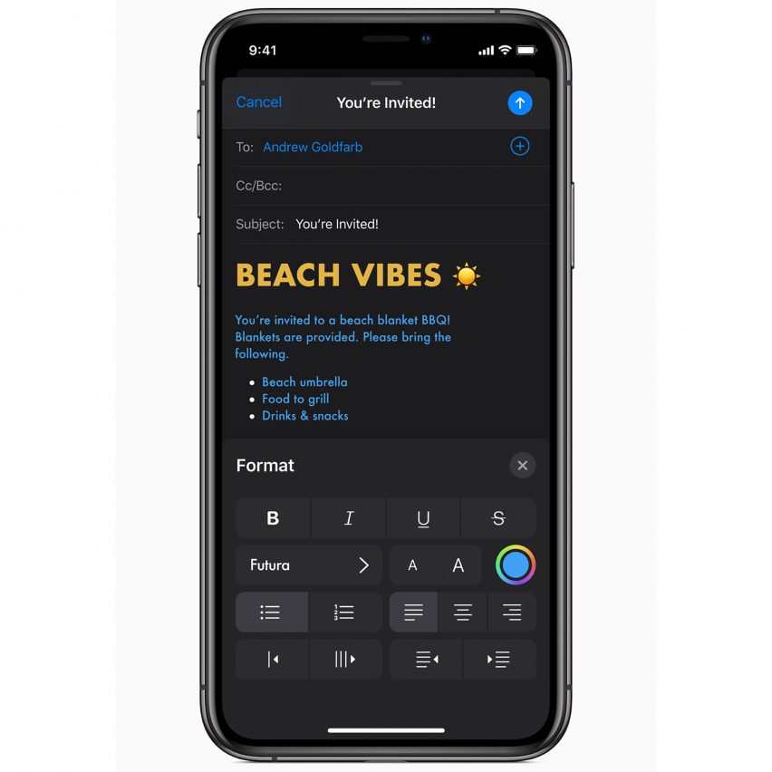 Apple iPhone iOS 13 including dark mode
