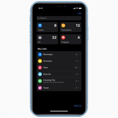 Apple iPhone iOS 13 including dark mode