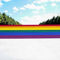 Ascend With Pride installation at Louis Kahn's Four Freedoms Park in New York City's Roosevelt Island