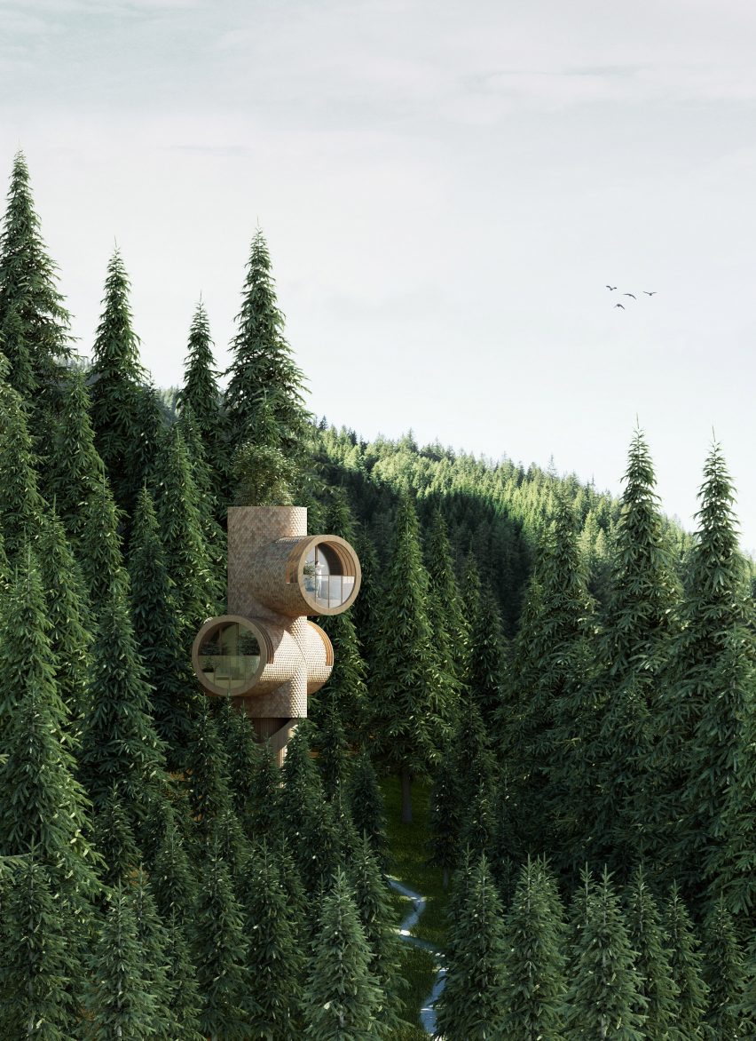 Bert by Precht is a concept for a modular treehouse designed for startup Baumbau