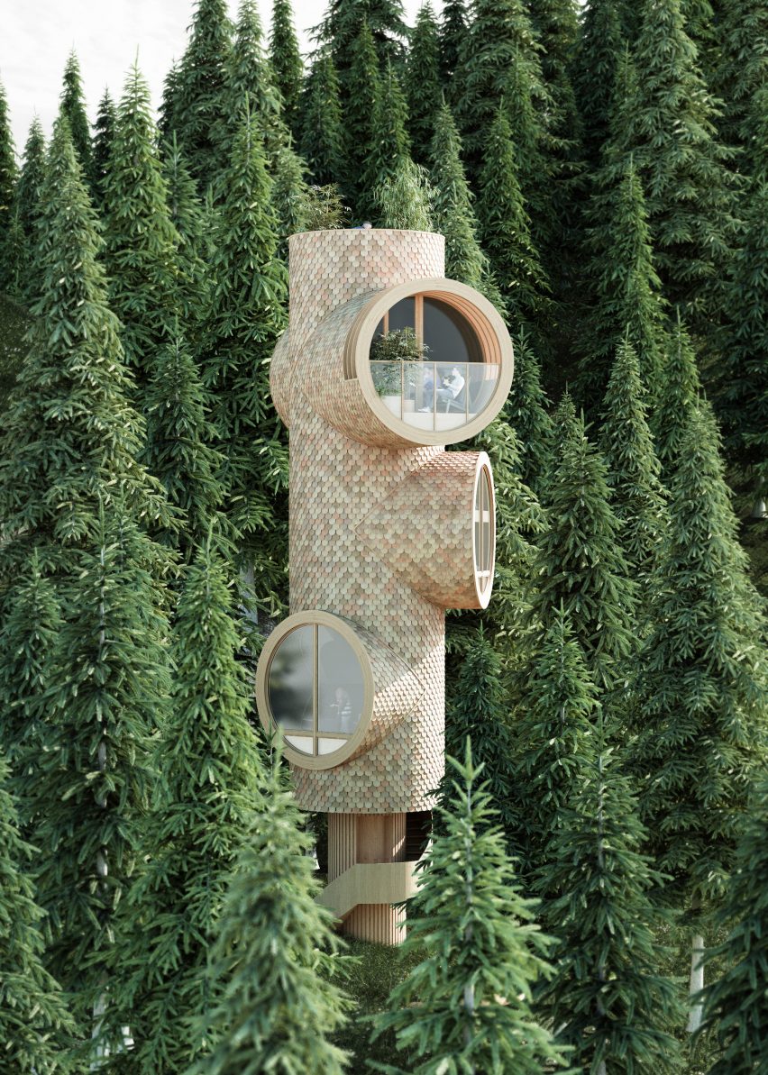 Bert by Precht is a concept for a modular treehouse designed for startup Baumbau
