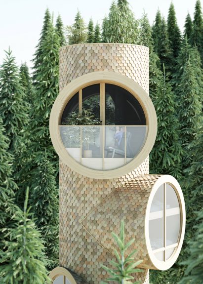 Bert by Precht is a concept for a modular treehouse designed for startup Baumbau