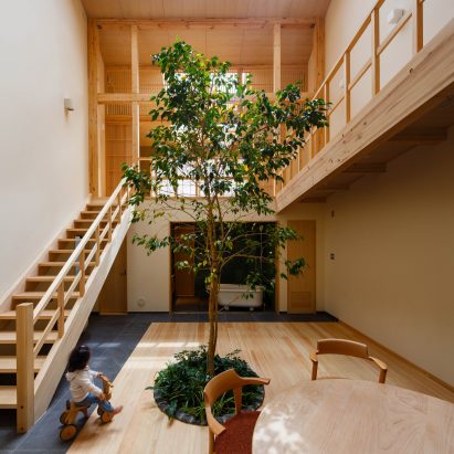 07Beach arrange Kyoto home around glass-fronted bathroom