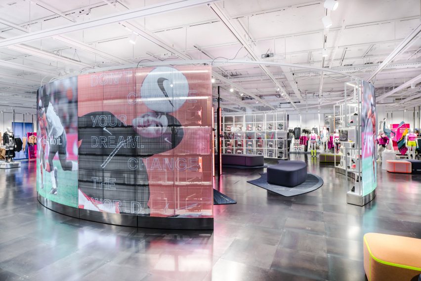 A redesign of the women's floor of Nike's London flagship shops includes plus-size mannequins and para-sport mannequins to model its clothing ranges.