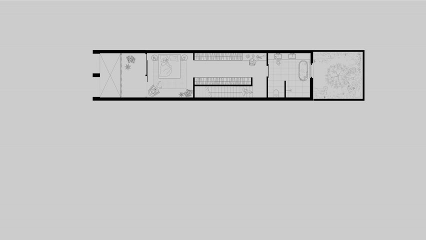 An exposed concrete frame supports this 4.2-metre-wide skinny house in Melbourne designed by Oliver du Puy Architects to feature meditation spaces.
