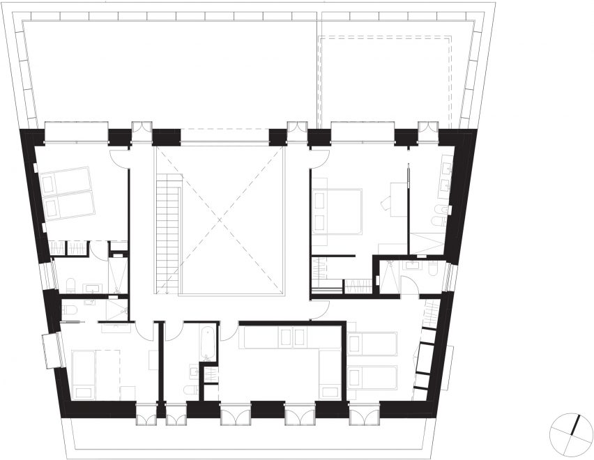 First floor plan of Stone House by Nomo Studio