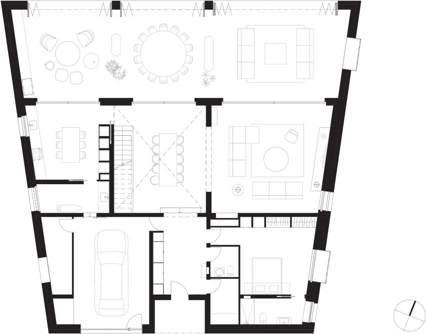Ground floor plan of Stone House by Nomo Studio