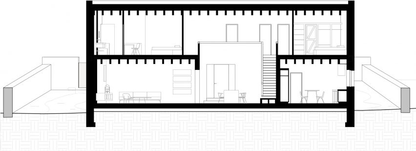 Section B-B of Stone House by Nomo Studio