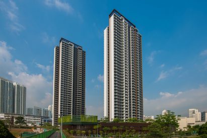 Construction company Bouygues Bâtiment International has built Clement Canopy, a pair of 140-metre-high made from prefabricated concrete modules.
