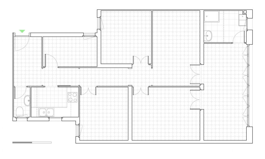 First floor plan of Caldrap Barcelona Apartment by Nook Architects